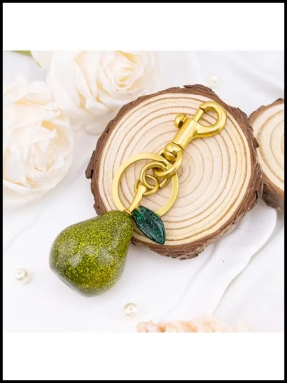 Pear Shaped Keychain Charm for Bags and Keys, Stainless Steel, Elegant Gift